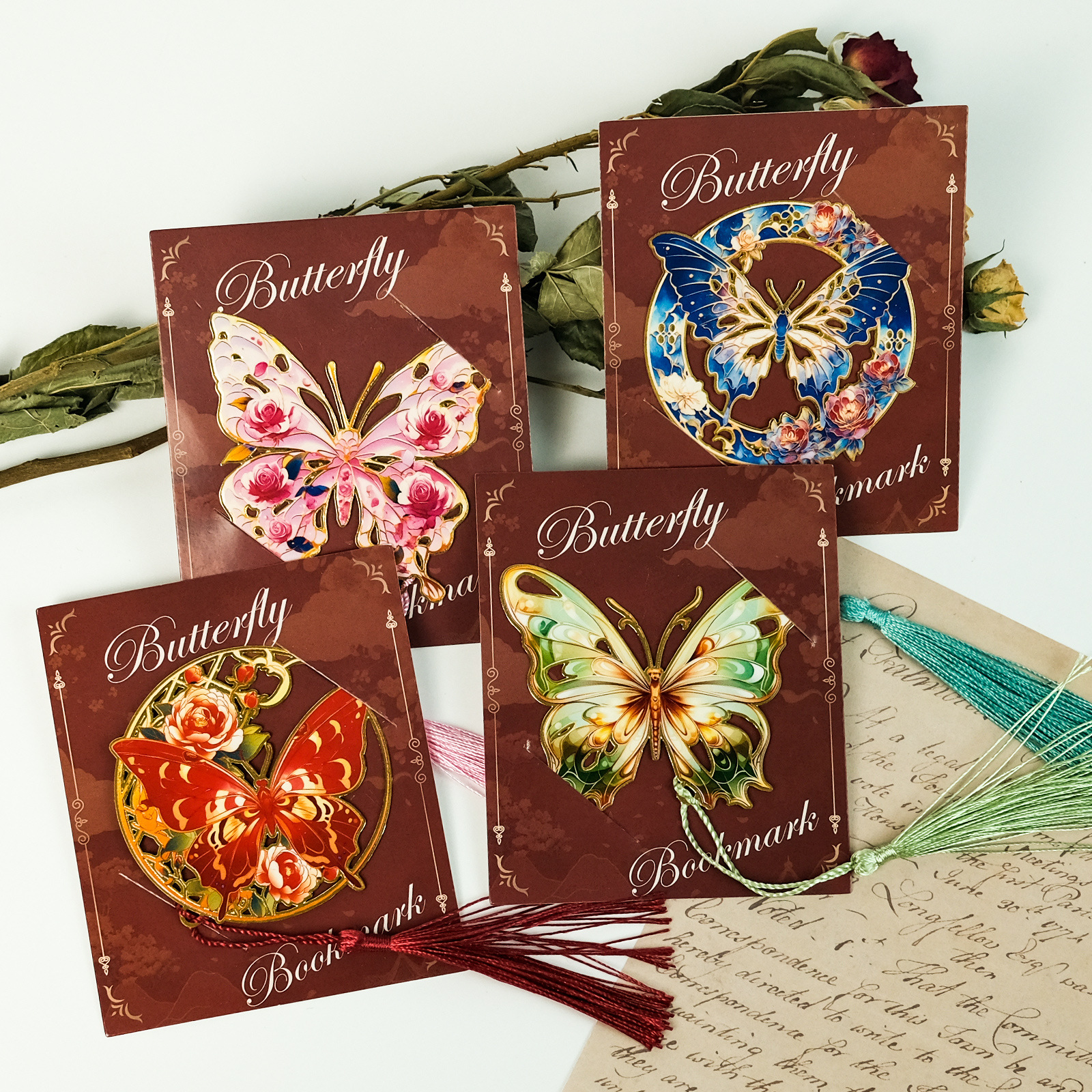 Wholesale Butterfly Series Metal Bookmarks Cross-Border Hot Selling Hollow Various Butterfly Bookmarks Student Gifts Essential Cultural Creation