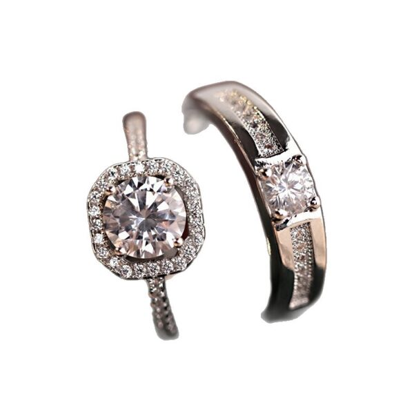 oly-7e5b7c00671369d303030dfce6891bd0 Wholesale Couple ring open diamond ring wedding ring simulation wedding ring men's and women's silver plated ring Women's wholesale jewelry