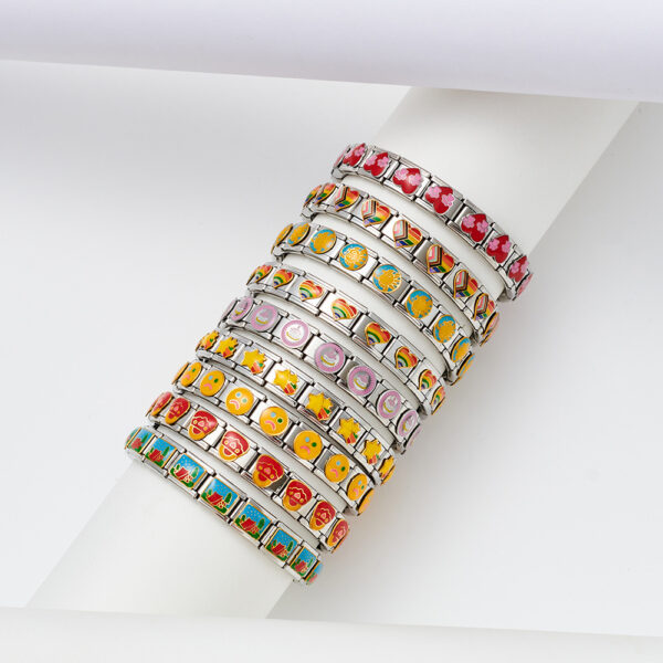 oly-7e6098ffd51956eb18b1a3ae9c95a58c Wholesale Best-selling Module Bracelet Titanium Steel Oil Dropping Free Hand Matching Stitching diy Unisex Bracelet