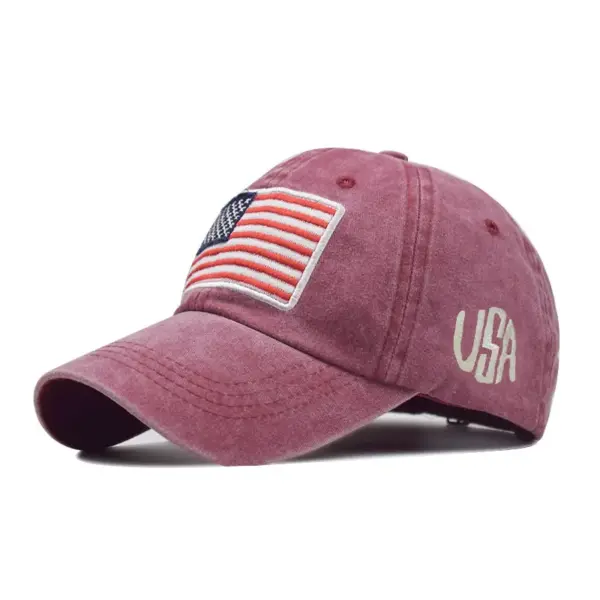 Wholesale Men's Basic American Flag Embroidery Crimping Curved Eaves Baseball Cap