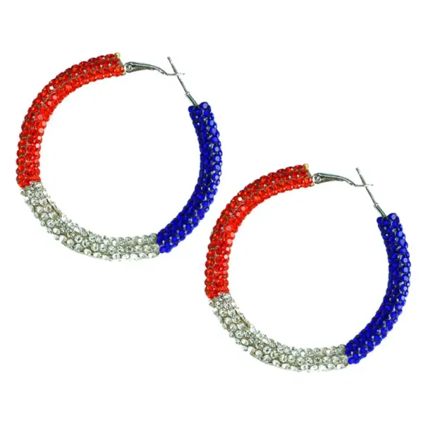 oly-7e64cb70175cb820cf34690add523644 Wholesale Simple Color Block American Patriotism Diamond Stud Earrings Independence Day Trendy Geometric Pattern Artificial Crystal Hoops