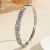 Wholesale Sparkly Waterproof Non Tarnish Bangle For Women In Copper With Real Gold Plated UV Plating And Zircon Inlay