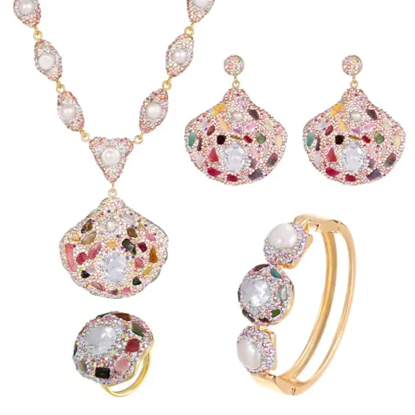 Wholesale Sector Jewelry Set For Women With Electroplated Copper And Baroque Pearl Inlay Featuring Beaded Chain
