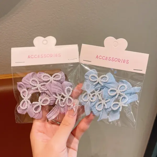 Wholesale Sweet Pearl Ribbon Butterfly Knot Hair Clip For Girls Children's Hair Accessories Festive Outdoor Daily Use Four Seasons