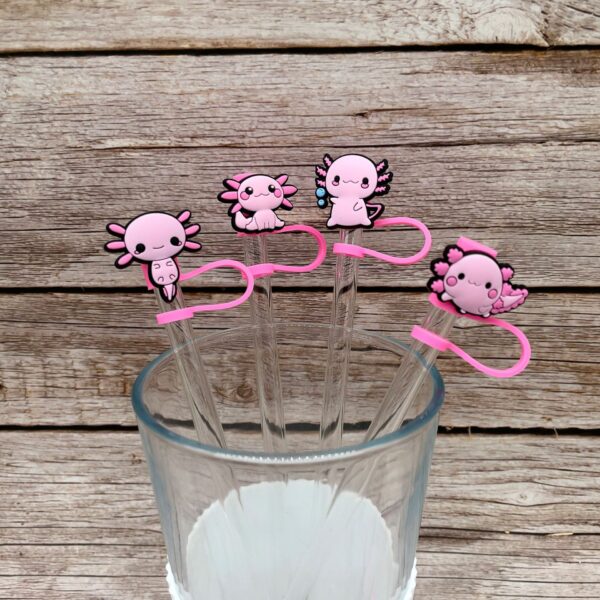 oly-7e7b4702e05f62466c5ee500f647a321 Wholesale Animal Salamander Series Straw Sleeve Straw Cap Silicone Dust Plug Cute Anime Party Straw Decorations