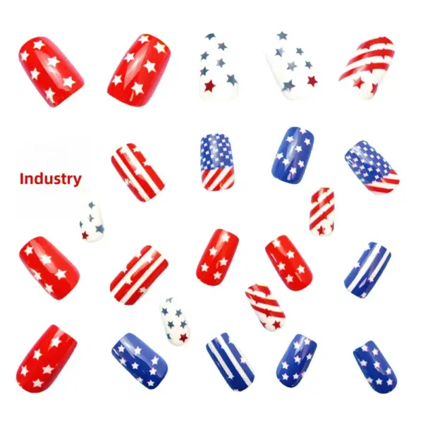 oly-7e92871e7f2e2dfaba4c2e64e8c0bc4d Wholesale Removable Rectangular Nail Stickers American Independence Day Stars And Stripes Nail Art Decoration Retro Grid Nail Stickers