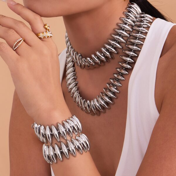 Wholesale Stainless steel 18k gold plated heavy-duty torpedo hand-assembled bracelet and necklace