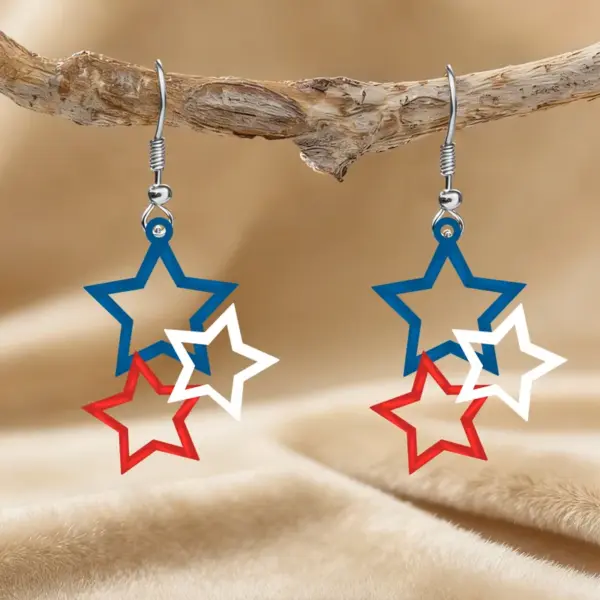 Wholesale Retro White Star Print Acrylic Drop Earrings With 304 Stainless Steel Ear Pins For Women