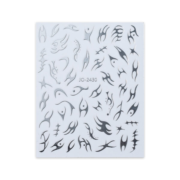 Wholesale Internet Celebrity Thorn Flame Nail Art Stickers Gold and Silver Nail Decorations Small Pattern Black and White Stickers Style