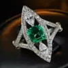 Wholesale Geometric Women’s Ring In Copper With White K Water Plating, Claw Setting Featuring Zircon Inlay