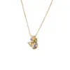 Wholesale Women’s Gourd Pendant Necklace With Inlay Artificial Rhinestones, 18K Real Gold Plated Copper, Water Plating On Cable Chain
