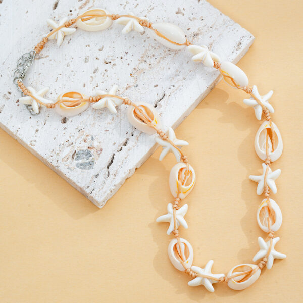Wholesale Simple and Personalized Fashion Beach Style Starfish Shell Braided Necklace Hawaiian Style Shell Series Necklace