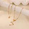 Wholesale 3pcs/set Victory V-shaped Jewelry Set 18K Gold Plated Waterproof Stainless Steel Necklace Earrings Bracelet Three-piece Set Simple Elegant Brand Style Jewelry Accessories Wholesale Christmas Birthday Gift Choice