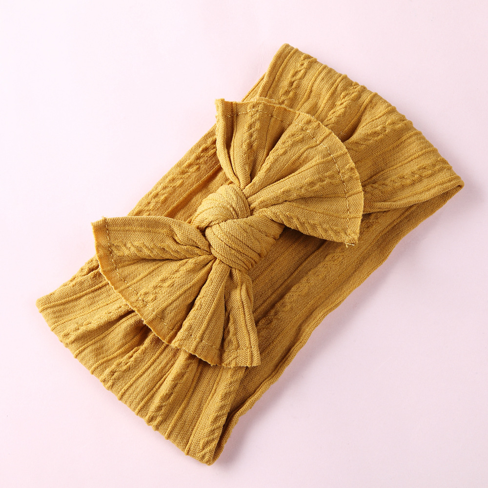 Wholesale Cross-border Hot Selling Baby Nylon Hair Band European and American Baby Elastic Headband Jacquard Wide Edge Children Bow Hair Band