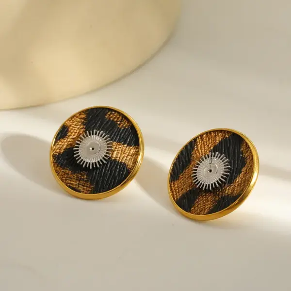 oly-7ecd2af79ac2bb0ea25dcd6e1d9edc50 Wholesale 18K Gold Plated 304 Stainless Steel Vacuum Electroplating (In-Furnace) Rhinestone Eight-Pointed Star Sun Bee Mixed Color (Jewelry Metal Contrast) Oil Drop Bohemian Style (Floral Print) Earrings For Women Independence Day