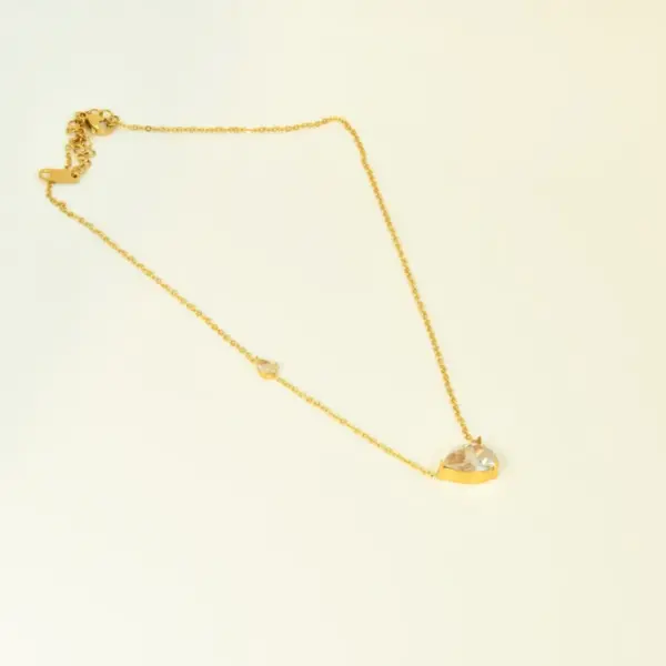 Wholesale Elegant Water Drop Zircon Pendant 304 Stainless Steel 18K Gold Plated Women's Necklace Waterproof Non-Fading Claw Setting Simple Style Cable Chain