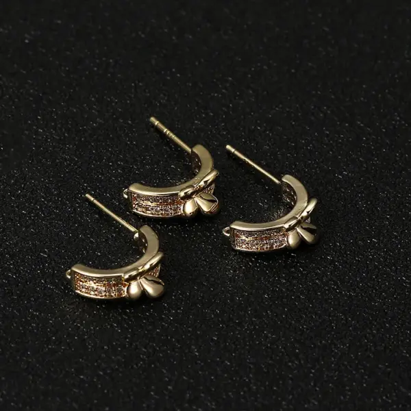 Wholesale Butterfly Stud Earrings For Women With 925 Sterling Silver Posts, Copper Base, Electroplated Gold Finish, And Zircon Inlay