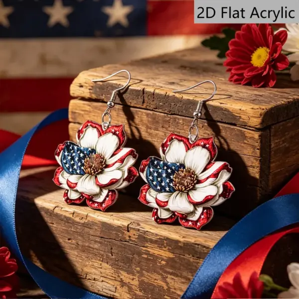 Wholesale Retro Rose Print Drop Earrings In White And Red Acrylic With 304 Stainless Steel Ear Pins For Women