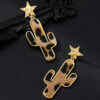 Wholesale Fashion Cactus Leopard Earrings All-match Spice Girls Cold Wind Exaggerated Atmosphere Party 4370