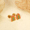 Wholesale Screw Stud Earrings Ins Sweet and Cute Bow Rainbow Earrings Stainless Steel Earrings for Women