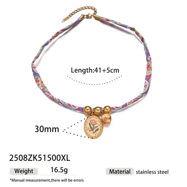 Wholesale Fashionable Colorful Flower Pendant Necklace Titanium Steel Luxury Sensation Elegant Trendy Jewelry Accessory Polyester Chain