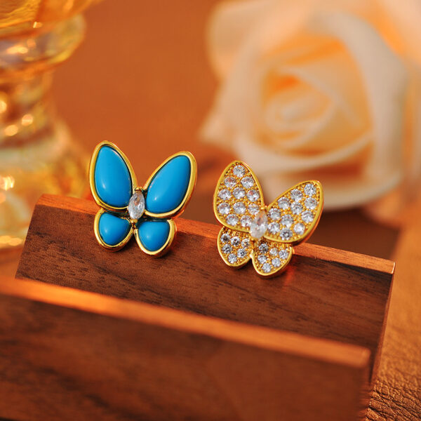 Wholesale Copper blue butterfly necklace, earrings, clavicle chain