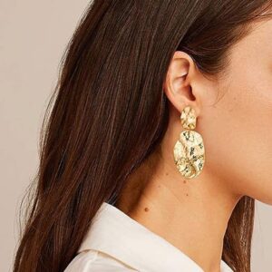 oly-7f0637e93151328a35d8dc114a4db394 Wholesale exclusive jewelry high-end metal simple geometric round hammer pattern earrings
