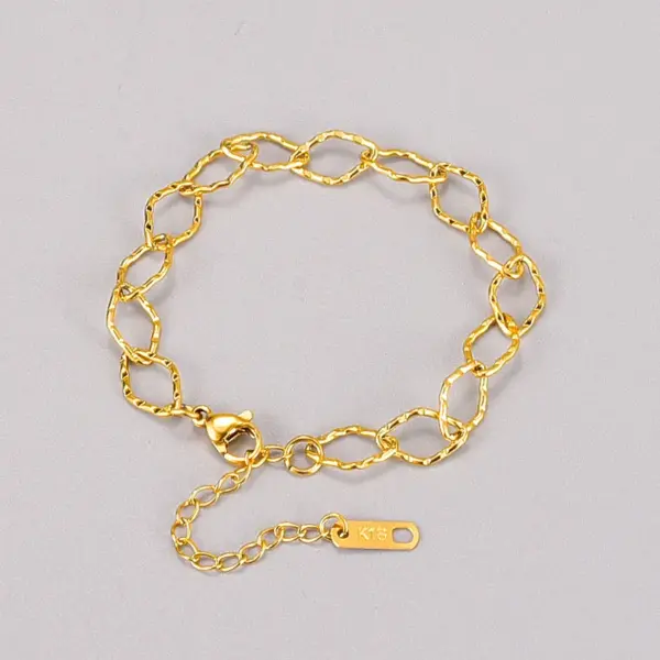 Wholesale 304 Stainless Steel Geometric PVD Coated 18K Real Gold Plated Simple Style Waterproof Non Tarnish Gold Plated Gold Bracelets