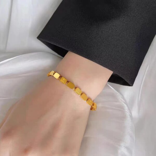 Wholesale LOVE Square Snake Bone Bracelet for Women Retro Niche Design High-grade Feeling Bracelet Titanium Steel Color-free