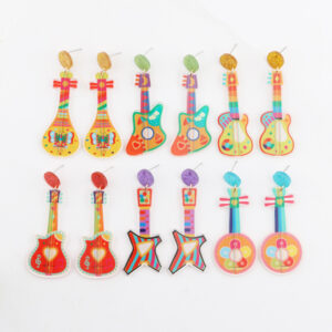 oly-7f1523aa456763e9c2ad1a7ff25e2d72 Wholesale Carnival Music Festival Earrings Fashion Personality Rainbow Guitar Musical Instrument Ear Jewelry