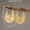 Wholesale Three-dimensional Geometric Earrings For Women In Copper With KC Golden Water Plating And 0.03µm Thickness