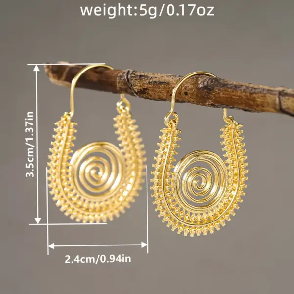 Wholesale Three-dimensional Geometric Earrings For Women In Copper With KC Golden Water Plating And 0.03µm Thickness
