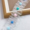 Wholesale 5cm wide color pompom pleated mesh stereo lace candy color wool ball handmade DIY decorative material