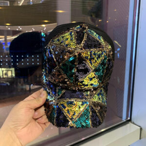 Green Check Sequin Net Cap / Adjustable