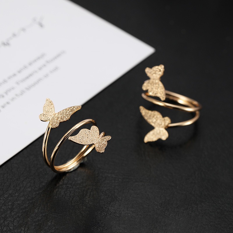 Wholesale Cross-Border European and American Exaggerated Butterfly Open Ring Simple Alloy Index Finger Ring Irregular Hand Jewelry Accessories