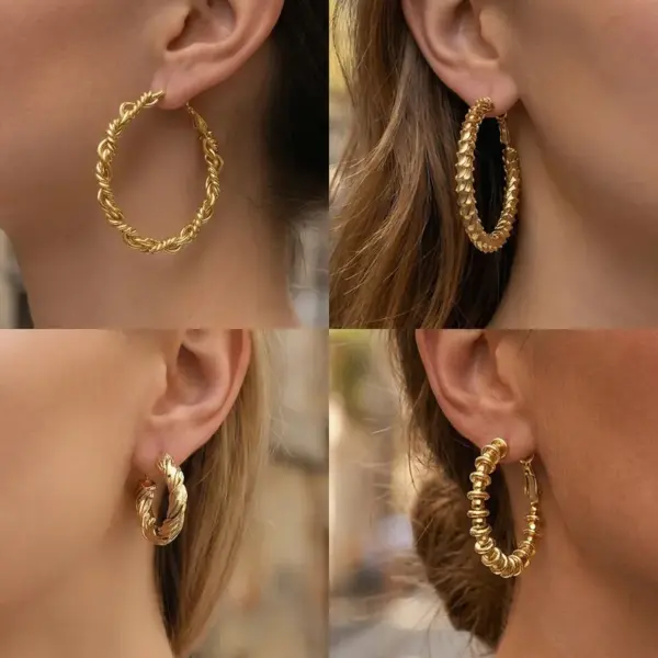 Wholesale Geometric Copper Earrings For Women With 0.03µm Electroplated 18K Real Gold Plating