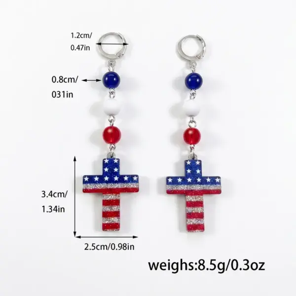 Wholesale Handmade Ethnic Style Acrylic Cross Earrings With 304 Stainless Steel Ear Pins For Women