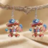 Wholesale Retro Multicolor Cartoon Character Drop Earrings For Women With 304 Stainless Steel Posts, Acrylic Print Design