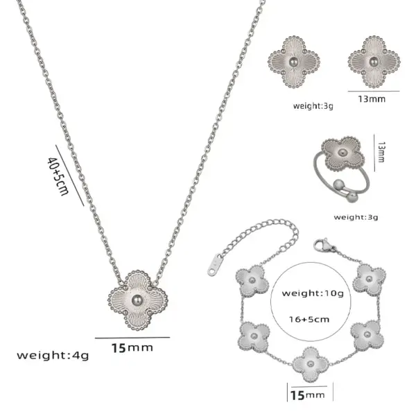 Wholesale Lucky Heart Jewelry Set For Women By Litmus, 304 Stainless Steel With 18K Real Gold PVD Coated, Featuring Cable Chain