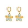 Wholesale Flowers Plasma Earrings For Women In 304 Stainless Steel With 18K Real Gold PVD Coated Plating And 0.03µm Thickness