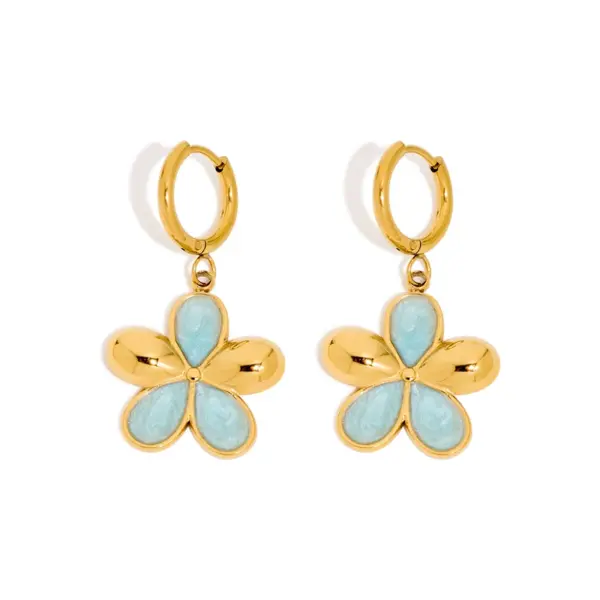 Wholesale Flowers Plasma Earrings For Women In 304 Stainless Steel With 18K Real Gold PVD Coated Plating And 0.03µm Thickness