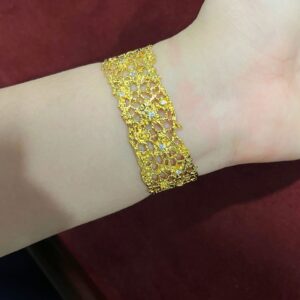 Sz647 wide lace gold bracelet