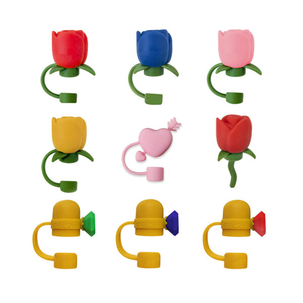 oly-7f8c40c79817eae6c2d5259e022d17fd Wholesale Valentine's Day Rose Straw Dust Plug Cupid's Arrow Straw Dust Cap Food Grade Silicone Straw Cover