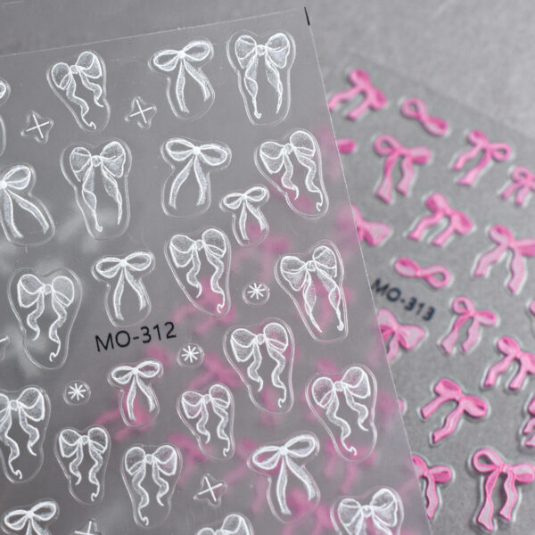 oly-7fa48bff20eed1ab85cf4e351cfa7fae Wholesale Nail Art Sticker Ribbon Bow White Three-dimensional Thin Tough Bow Ballet Shoes DIY Nail Decal Jewelry