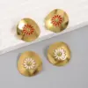 Wholesale Daisy Shape Stainless Steel Earrings Gold Plated 18K Round Sliced Country Flower Stud Earrings For Women