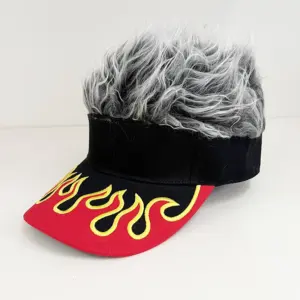 Red and Black Flames - Gray Wig / adjustable