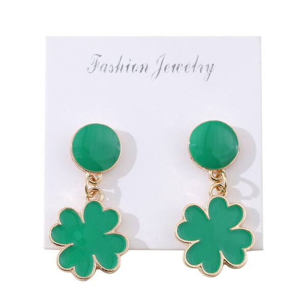 oly-7faf5ec14dd2cb2afcb6e6080f36d51e Wholesale St. Patrick's Day Irish Green Clover Pendant Oil Drop Earrings Fashion