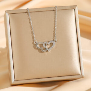 8033 silver double ring love heart
