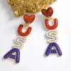 oly-7fbc80c0e09a596e3e9d14e3bcc7aad1 Wholesale 1 Pair IG Style Retro Classic Style Letter Inlay Alloy Seed Bead Drop Earrings
