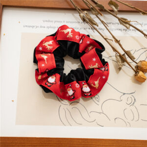 929# Black Red Ribbon-Christmas Hair Loop